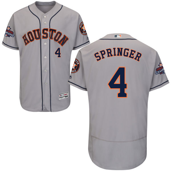 Astros #4 George Springer Grey Flexbase Authentic Collection World Series Champions Stitched MLB Jersey